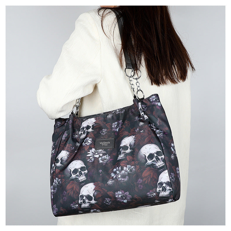 Ivory™  Large Capacity Skull Print Shoulder Bag