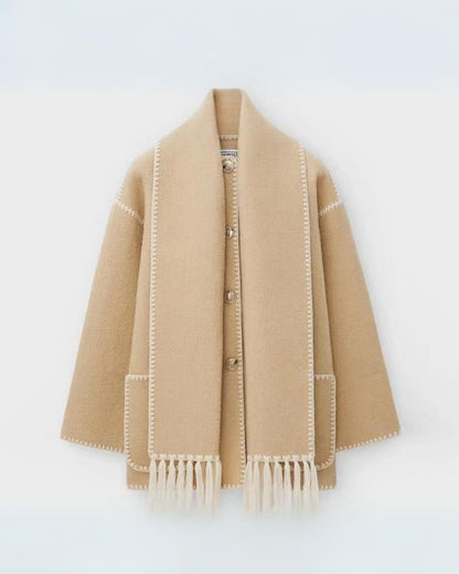 SUMA - Hepburn Style Woolen Cape Coat