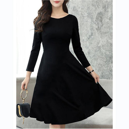 Janny | Unique Black Plain Long Sleeve Mini Dress