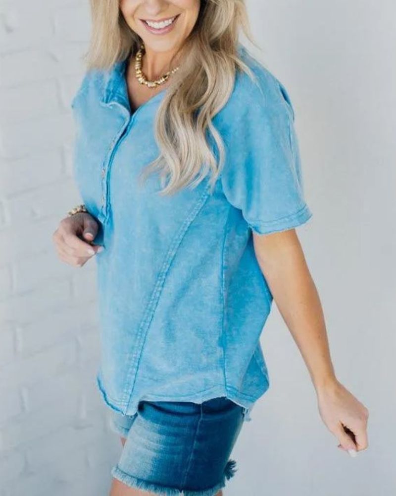 POSITANO - Washed Button T Shirt