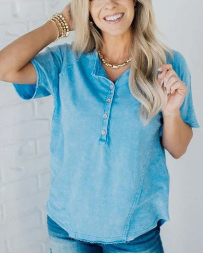 POSITANO - Washed Button T Shirt