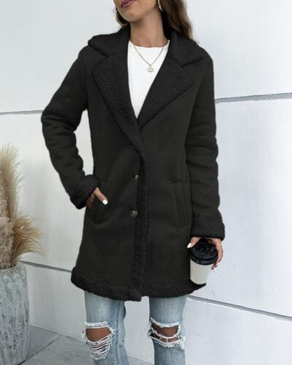 BRILEY - Button Up Lapel Collar Long Sleeve Coat