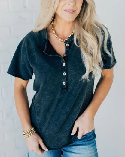 POSITANO - Washed Button T Shirt