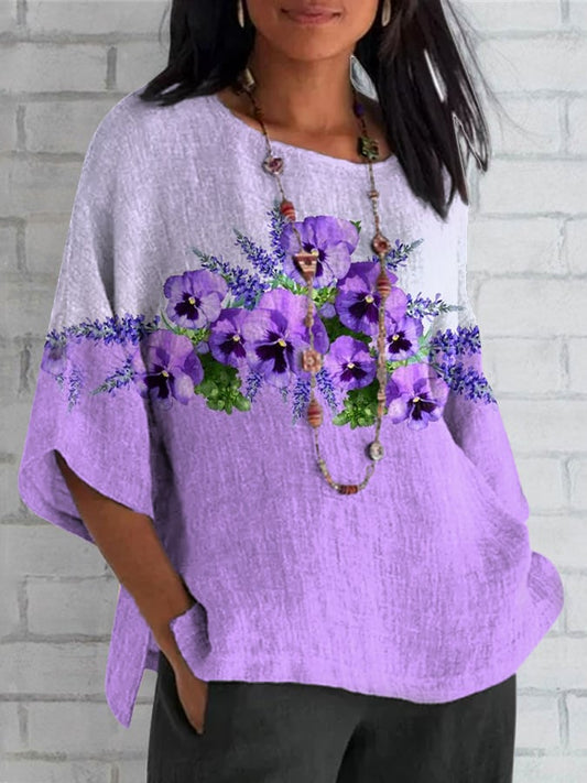 Women's Alzheimer's Purple Floral Casual Top