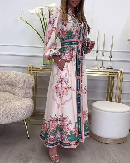 Lisa | Chic Pink Long Sleeve Maxi Dress