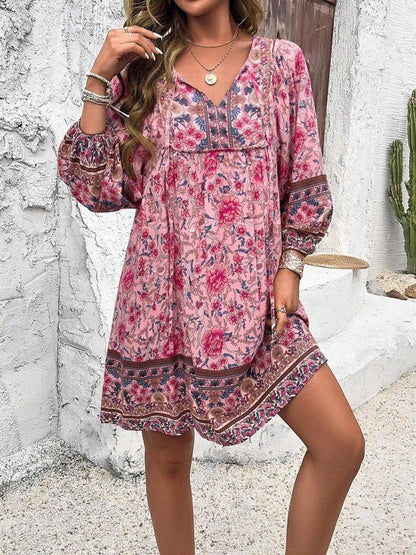 Luna | Sweet Print V-Neck Mini Dress