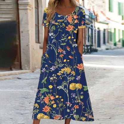 Laura | Boho Floral Dress with Tummy Cover