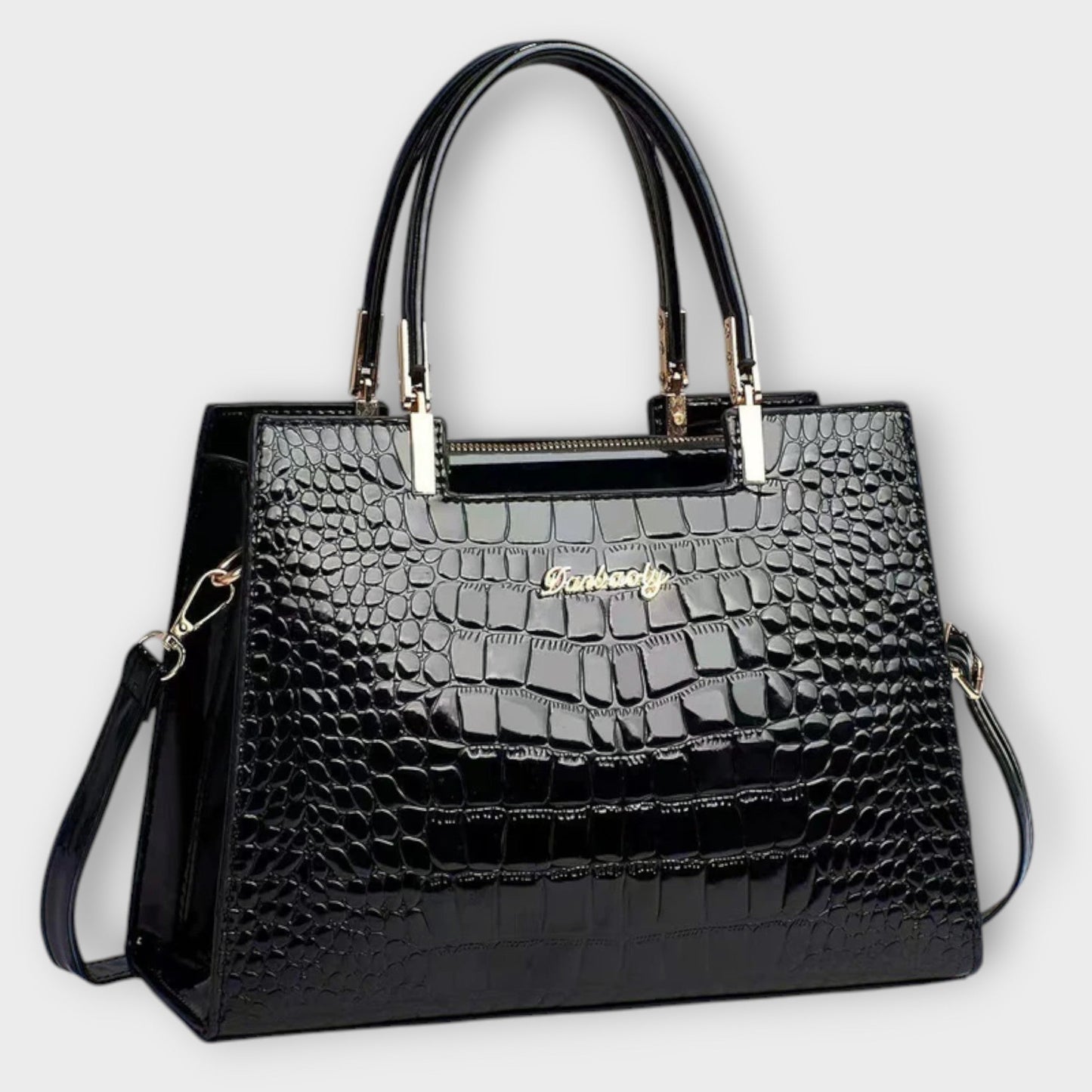 Ivory™ Glossy Croc Handbag