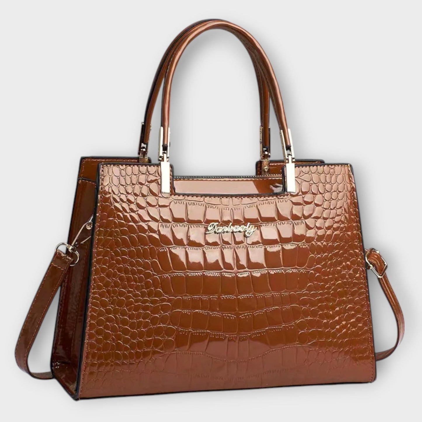 Ivory™ Glossy Croc Handbag