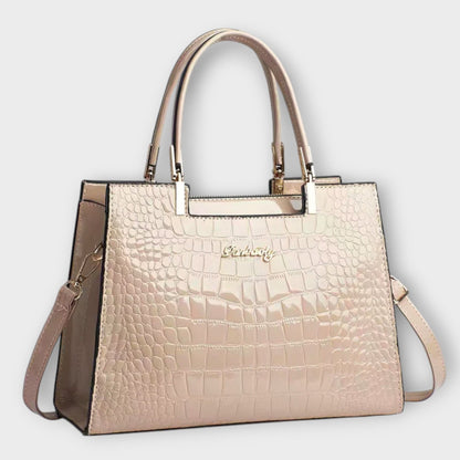 Ivory™ Glossy Croc Handbag