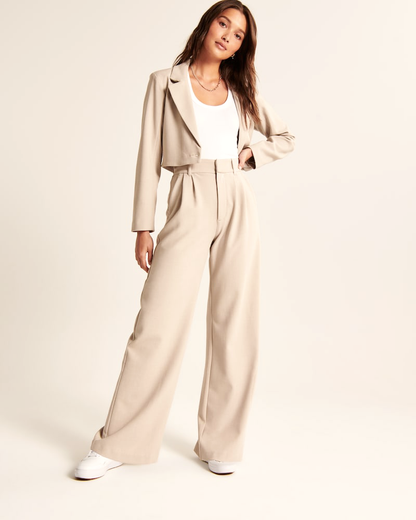 Nina | Beige Wide-Leg Pants