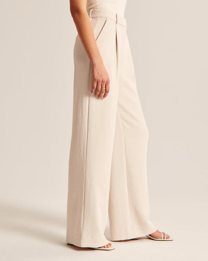 Nina | Beige Wide-Leg Pants