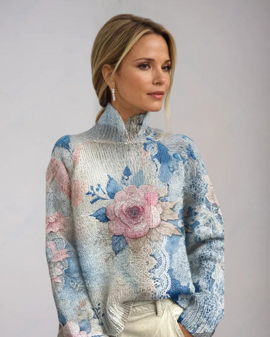 Roos |Turtleneck Flower Sweater