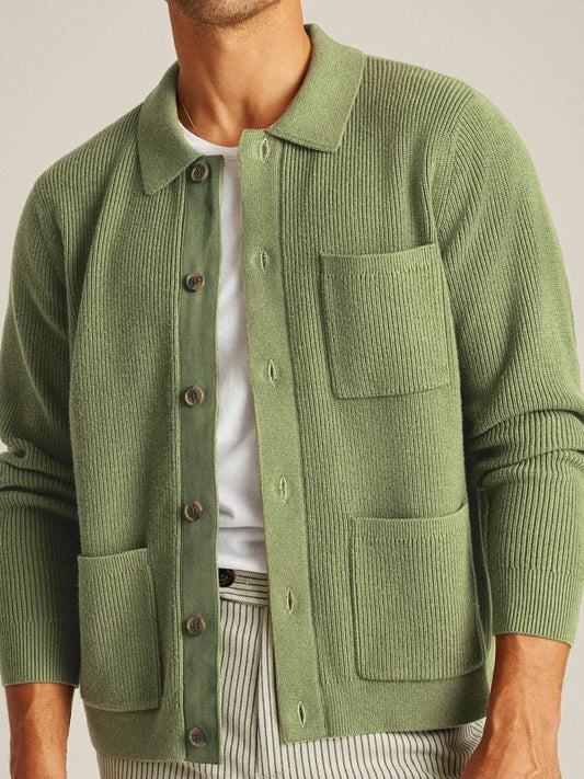 Leo | Textured Knit Shirt Cardigan