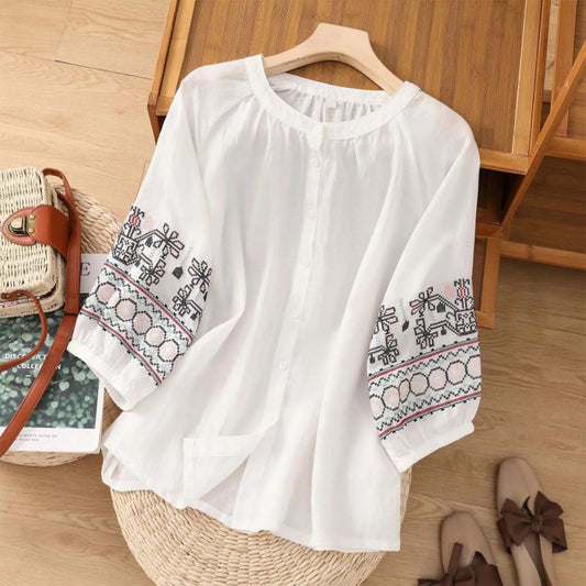 Amara | Embroidered Boho Blouse