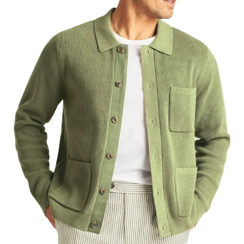 Leo | Textured Knit Shirt Cardigan