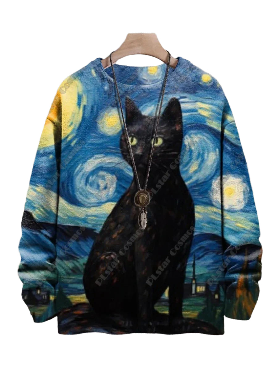 Unisex | Cat Van Gogh’s Feline Dream Pullover