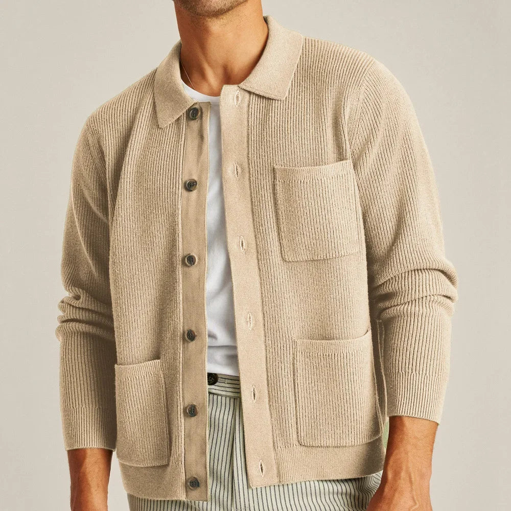 Leo | Textured Knit Shirt Cardigan