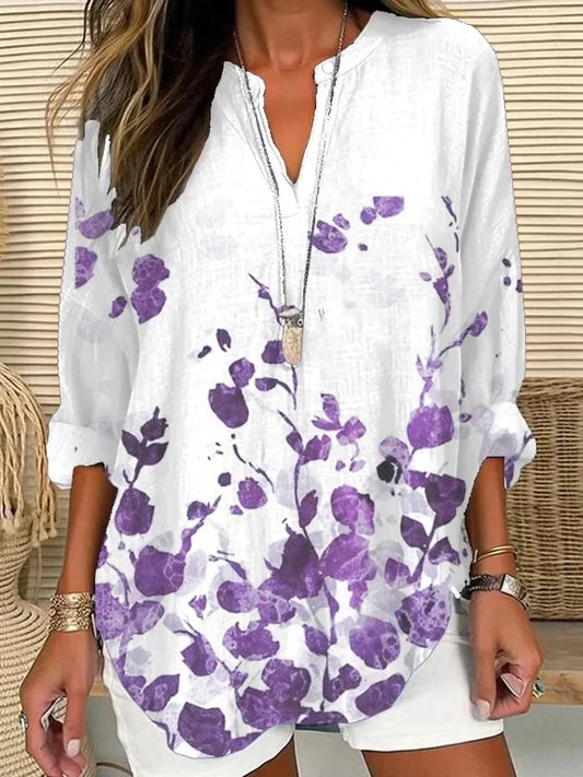 Women's Alzheimer's Awareness Purple Floral Casual Blouse