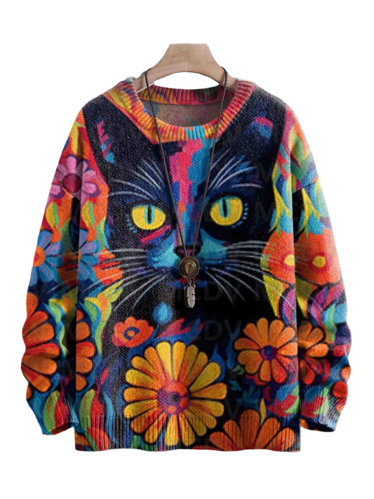 Unisex | Cat Psychedelic Whiskers Sweater