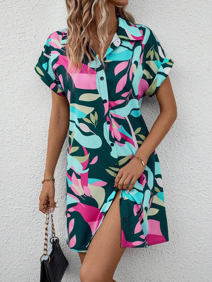 Nova | Tropical Shirt Dress