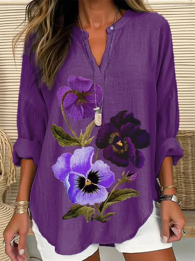 Women's Purple Alzheimer's Awareness Support Flower Shirt