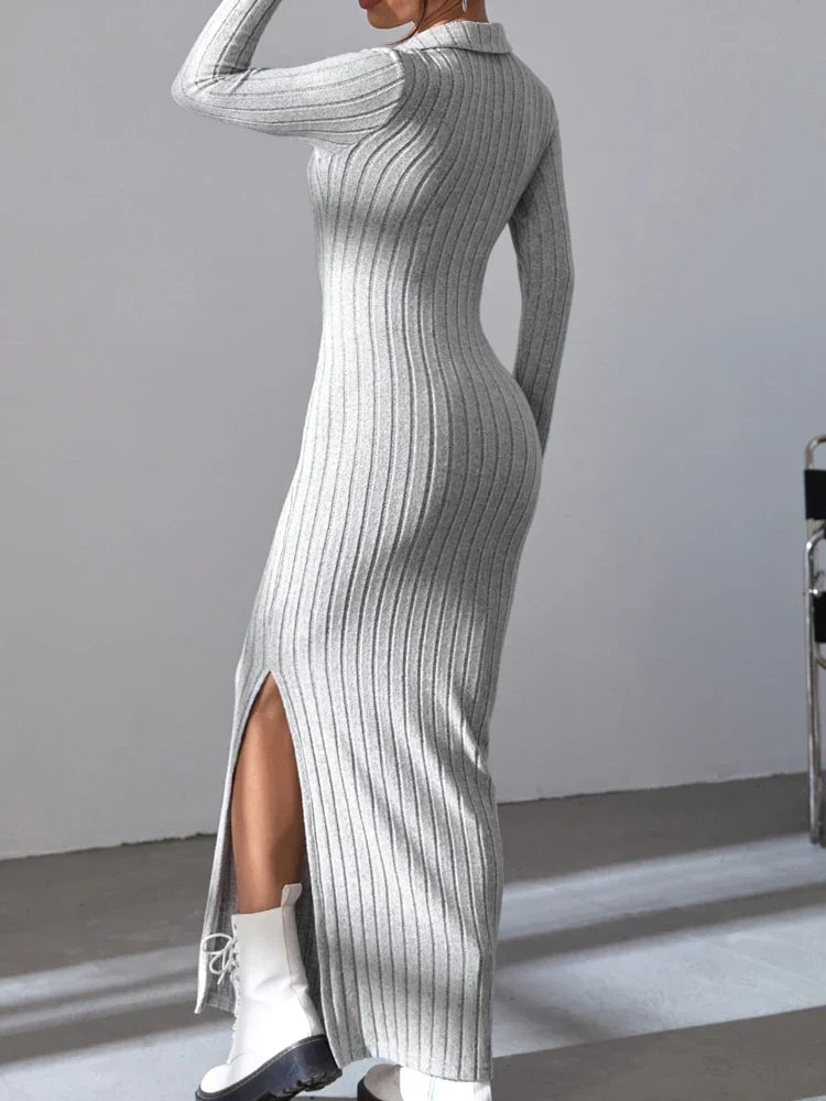 Maya | Ribbed Knit Split Dress