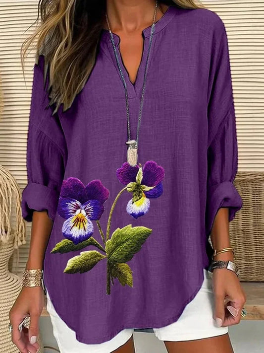 Women's Alzheimer's Purple Floral Casual Blouse