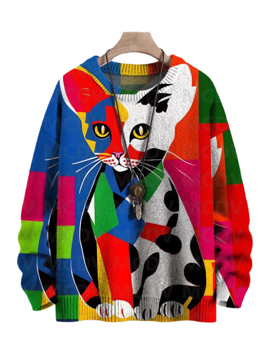 Unisex | Cat Cubist Neko Art Sweater