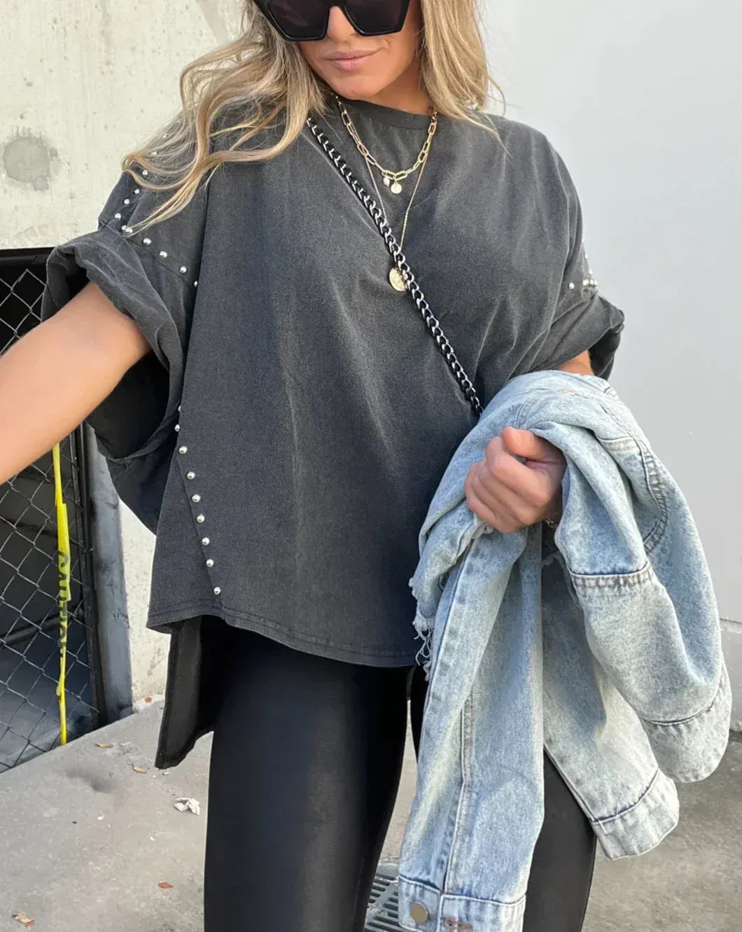 Bella - Studded Oversized Tee