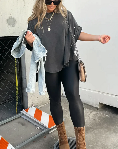 Bella - Studded Oversized Tee