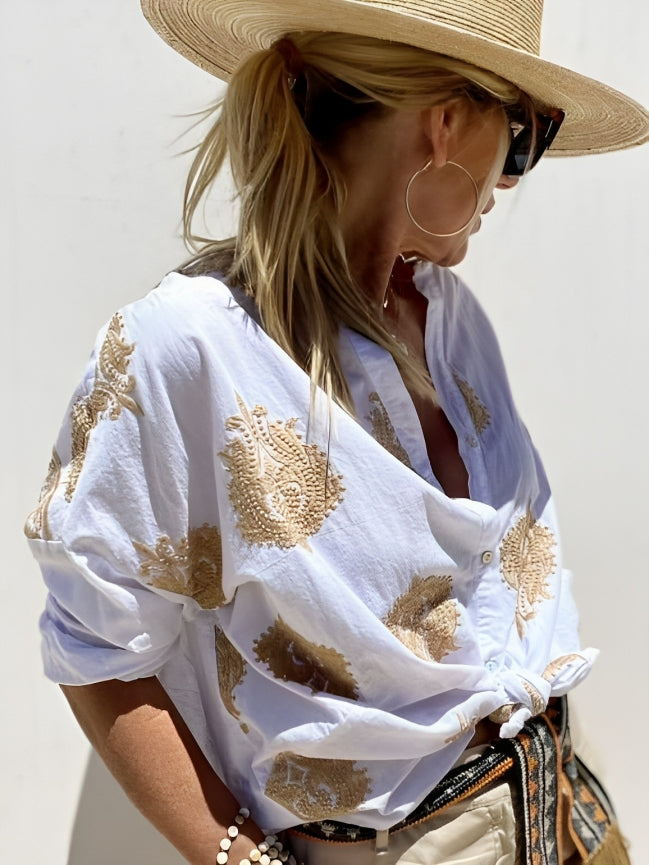 Isla | Embroidered Boho Shirt